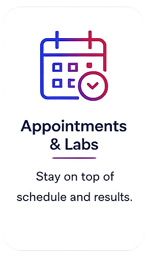 Appointments & Labs - Stay on top of schedule and results.